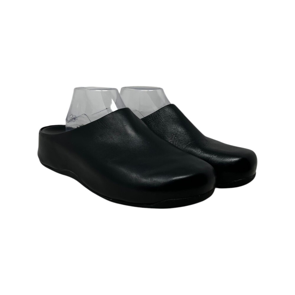 FitFlop Clog Men's Size 10 Shuv Leather Black Solid Comfort Minimalist